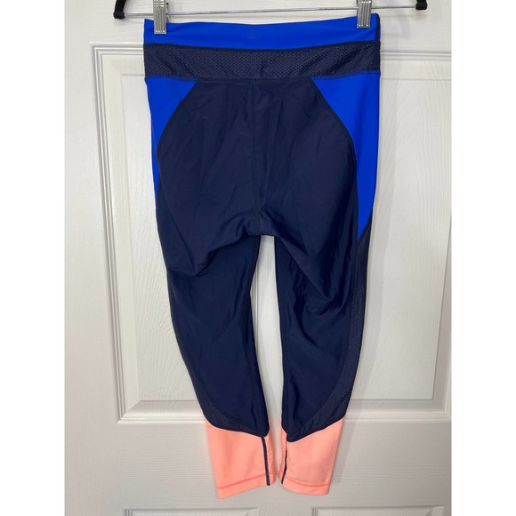 Athleta Tri-Ssential Swim Capri Leggings Navy Blue Neon Pink Color Block Small - Picture 3 of 7